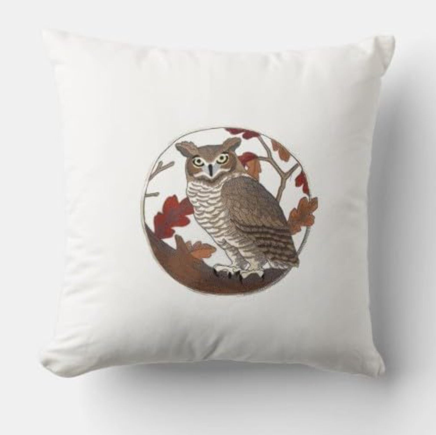 Beyond Vision Custom Great Horned Owl in Autumn Embroidered Iron on/Sew Patch (7.09" x 6.85")