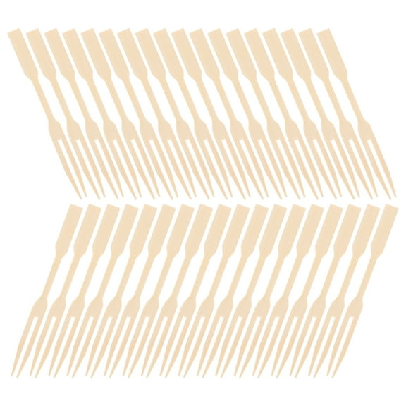 Worgeous 200 Pcs Mini Bamboo Forks Cocktails Forks Appetizer Forks Small Wood Forks Disposable Tiny Food Picks Wooden Toothpicks Forks For Party Charcuterie Supplies Accessories