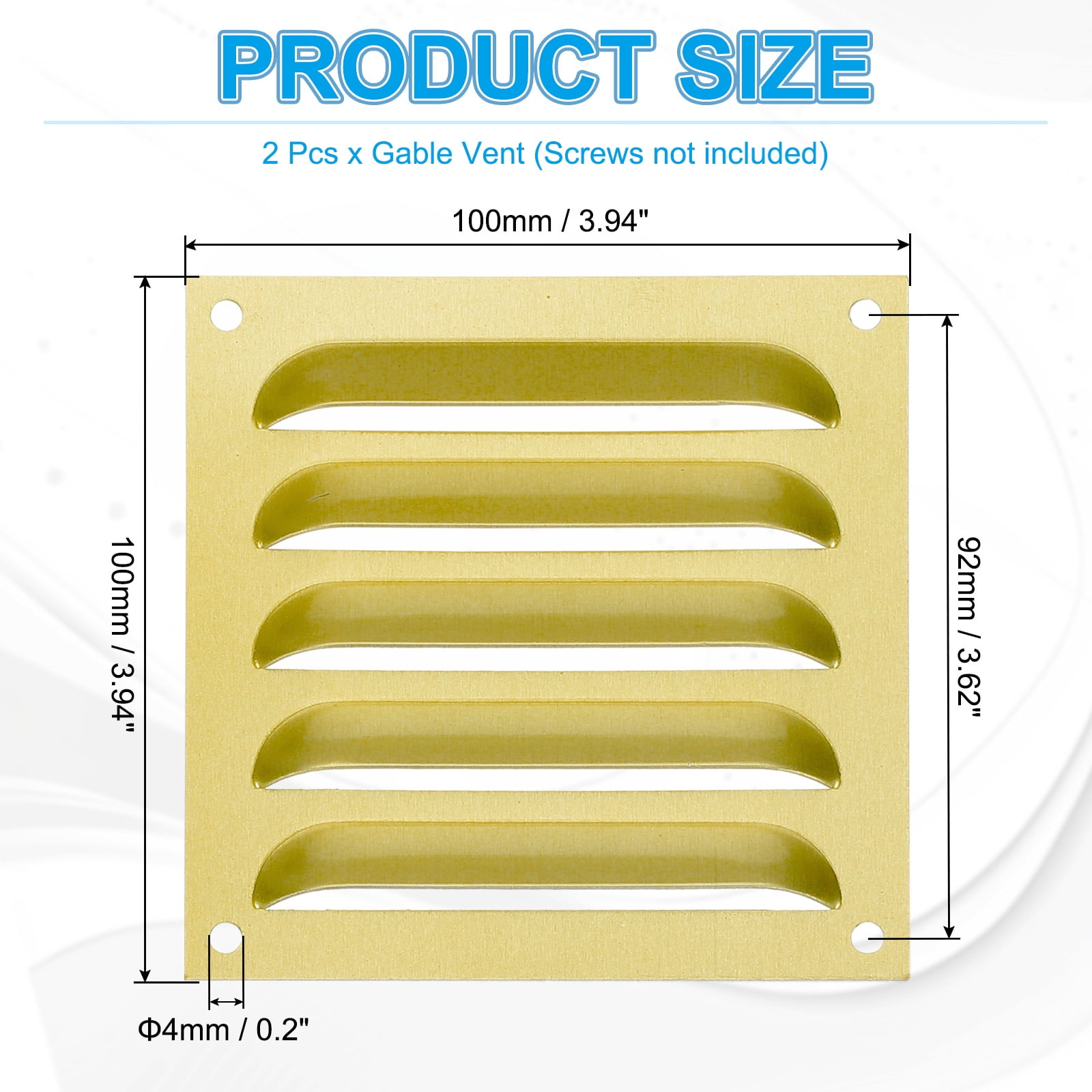 Uxcell Aluminum Vent Cover, Screen Air Grille Ventilation Cover HVAC Louvered Grill for Home Kitchen Fireplace 4x4 Inch Gold