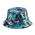 thumbnail image 1 of Fashion Hip Hop Sea Wave Print Outdoor Sun Protection Reversible Bucket Hat Cap, 1 of 10