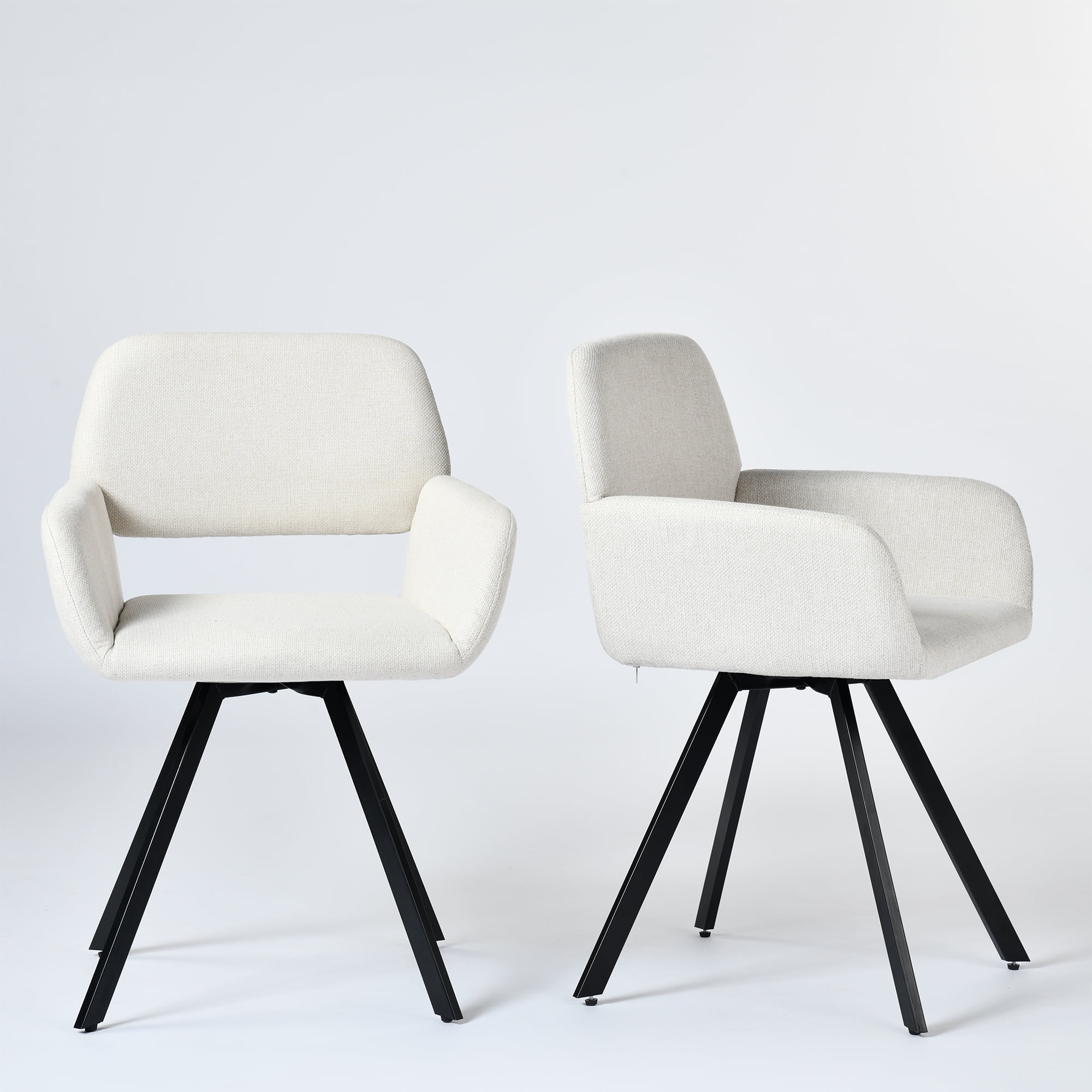 Homy Casa Set of 2 Modern Upholstered Swivel Accent Chairs with Arms for Coffee Corner Beige