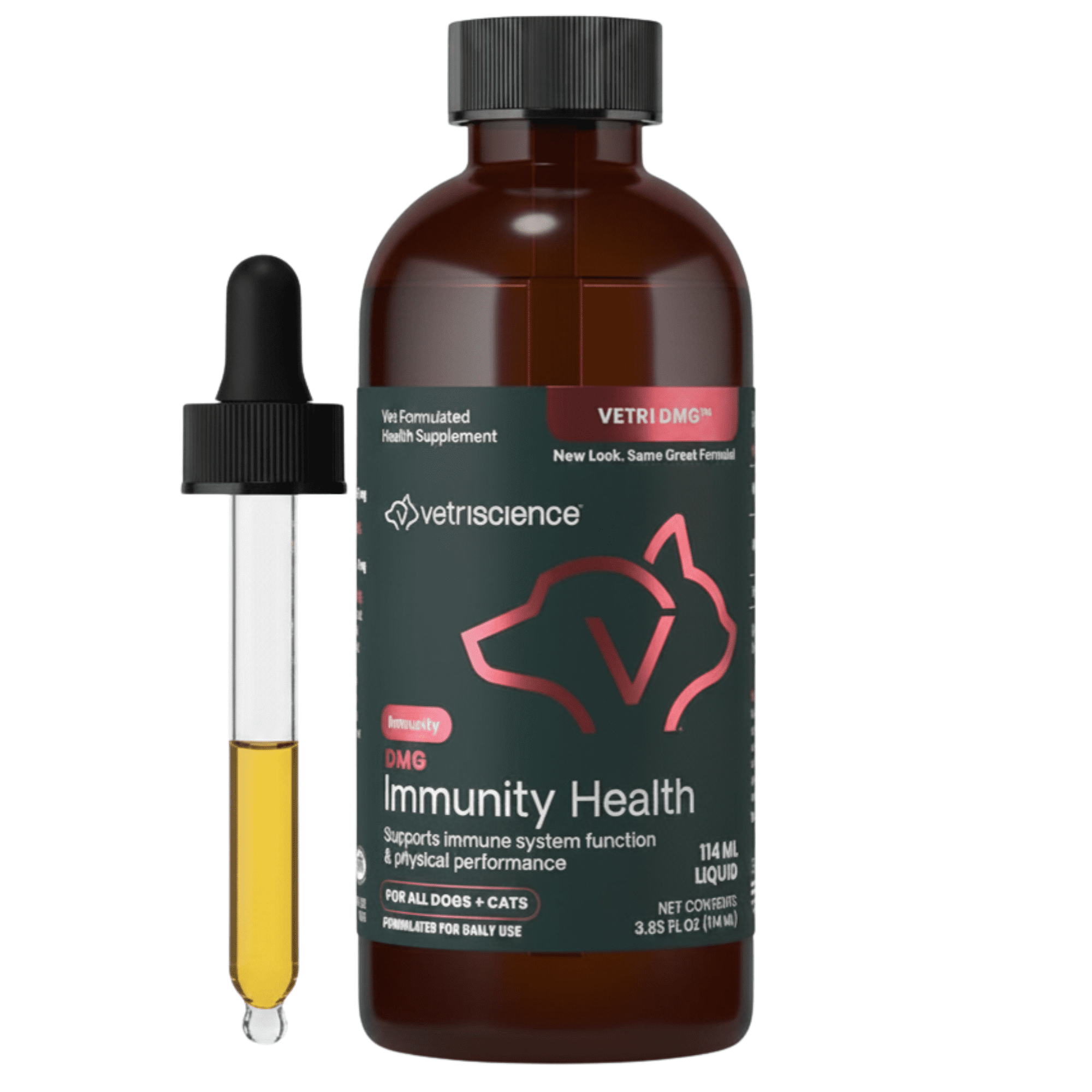 VetriScience Vetri-DMG Immune Support Dog Cat & Bird Liquid Formula Unflavored 3.85 fl oz Dropper