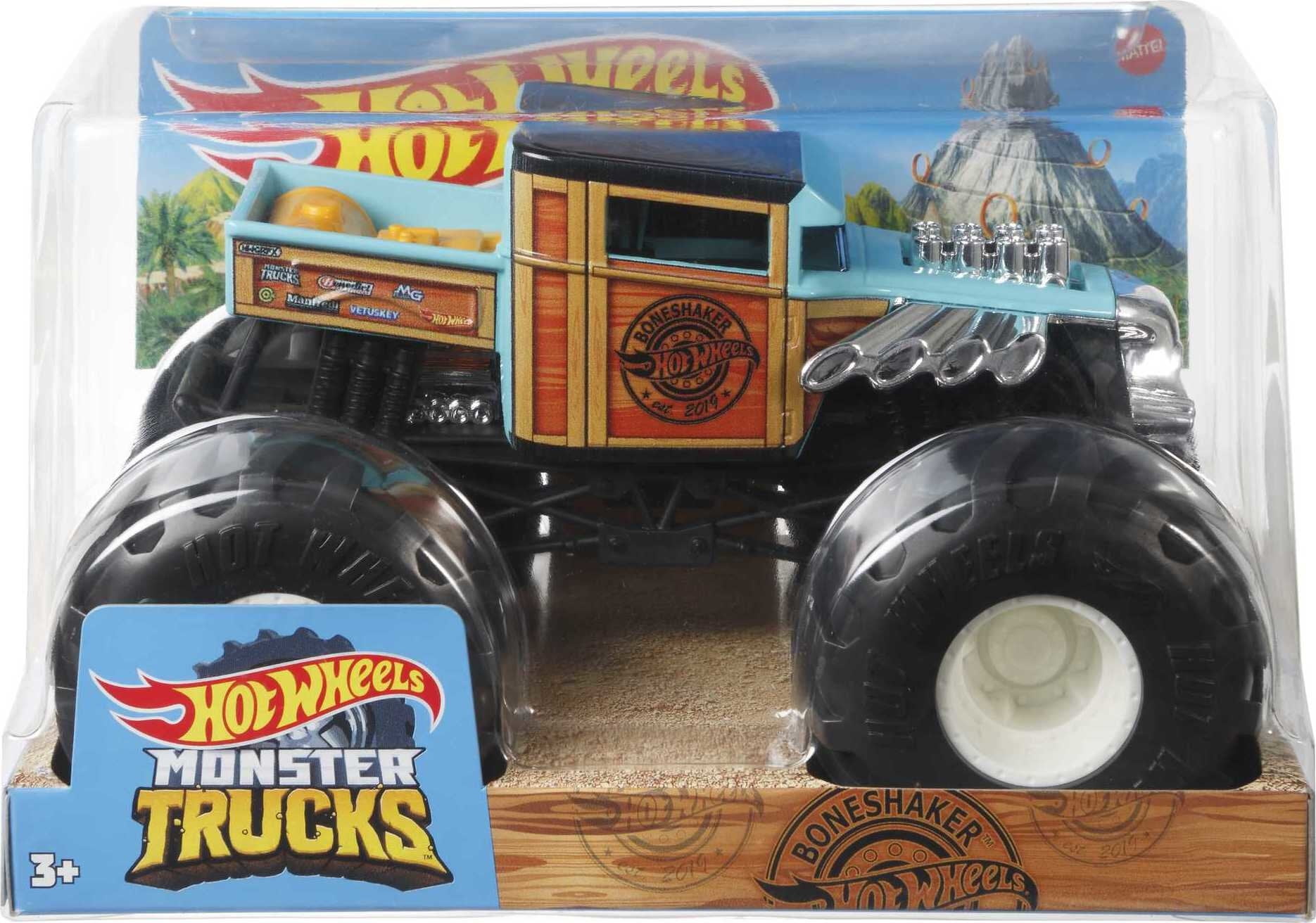  Hot Wheels Monster Trucks Bone Shaker die-cast 1:24 Scale  Vehicle with Giant Wheels for Kids Age 3 to 8 Years Old Great Gift Toy  Trucks Large Scales : Toys & Games