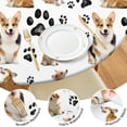 thumbnail image 4 of Corgi Dog and Footprints Round Fitted Tablecloth with Elastic Edge,Dining Table Cover Waterproof,Outdoor Round Tablecloth for Camping,Dining,Indoor and Outdoor, 4 of 7
