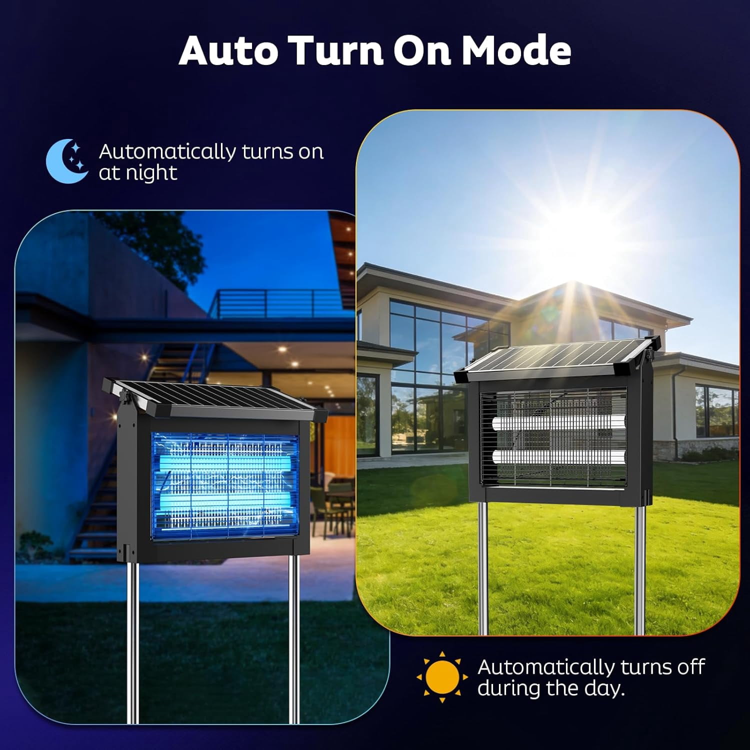 Solar Bug Zapper Outdoor, Mosquito Zapper Waterproof Electric Fly Zapper Rechargeable Mosquito Killer Lamp with 10W Solar Panel, 4500V Cordless Fly Trap for Backyard, Patio, Garden, RV, Camping。