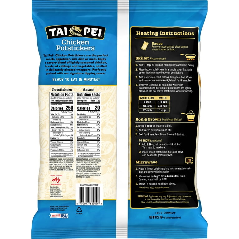 Tai Pei Chicken Potstickers Frozen Asian Appetizers 46.5 oz