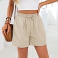 thumbnail image 6 of KIHOUT Women's Solid Casual Shorts - Nylon Spandex Blend, Elastic Drawstring Waist, Side Pockets, Loose Fit for Summer & Daily Wear, 6 of 8