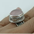 thumbnail image 7 of Navya Craft Rose Quartz Oval Sterling Silver Handmade Women Cocktail Pink Gemstone Ring Size 7.0, 7 of 7