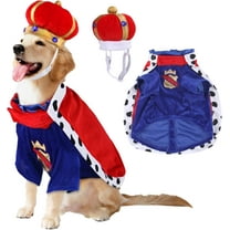 Monebena Halloween King Dog Costume Prince Royal Dog Cape Crown Velvet Lord Farquaad Pet Outfits Clothes for Small Medium Large Cat Dog Cosplay Halloween Christmas Party Holiday Dress Up (Small)