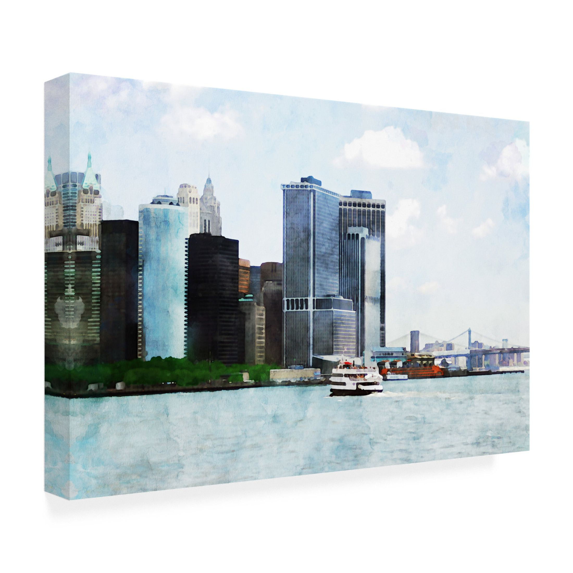 Canvas Wall Art - Jeff Pica 'NYC Battery Park' Wall Art for Living Room, Bedroom, or Office Décor by Trademark Fine Art - 19 x 12 Inches