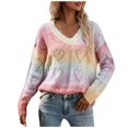 thumbnail image 1 of Gibobby Suéter para mujer, Suéter Informal con Cuello en V Suéter pulóver para Mujer(Marrón,M), 1 of 5