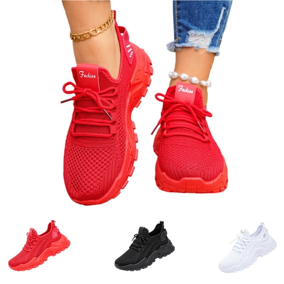 Women's Slip on Walking Shoes Tennis Running Sneakers Lightweight Breathable Casual Soft Sole Comfort Work Gym Trainers,Red 43