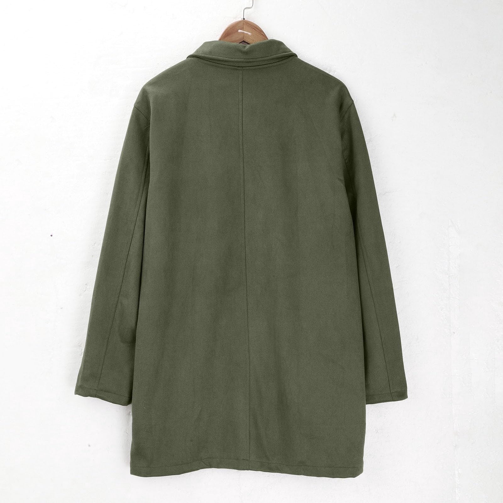 DUMUIELD Western Jackets for Men Vintage Cowboy Suede Jacket Plush Collar Trench Coats Faux Leather Zip Up Casual Winter Tops Army Green,S