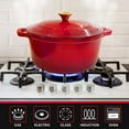 thumbnail image 5 of MÜELLERHOME 6qt Enameled Cast Iron Dutch Oven, Heavy-Duty Casserole and Braiser Pan with Lid and Knob, Oven-Safe up to 500° F & Across All Cooktops, Red, 5 of 5