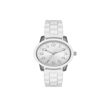 Time and Tru Women's White Bezel Watch with Silicone Strap