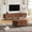 Walnut, variant on YWEN Farmhouse TV Stand & Coffee Table Set with Charging Station, Oval Fluted Media Console with Sliding Doors for TVs up to 80", Mid-Century Center Table for Living Room