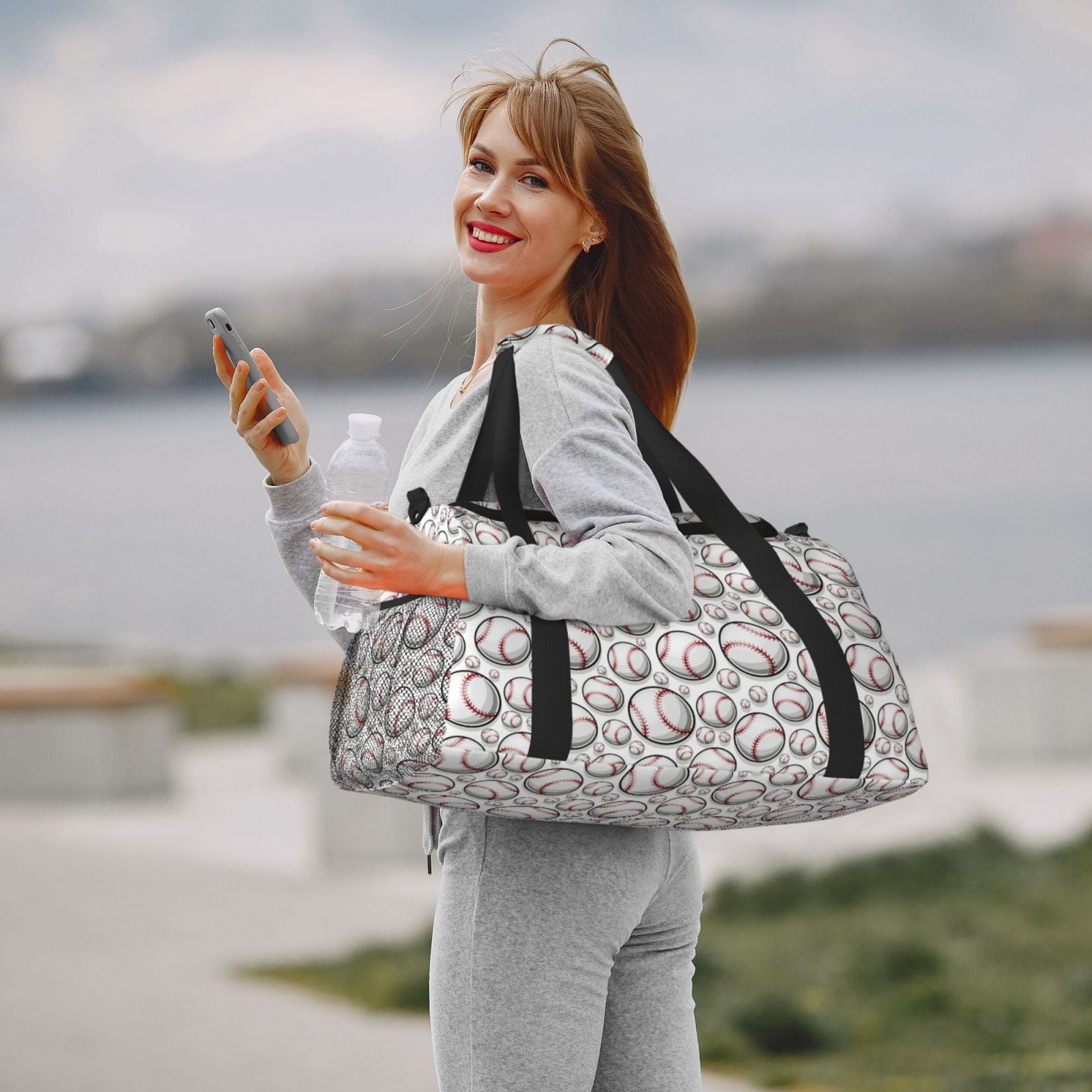 Hirioo Cute Baseball Hand Travel Bag for Men Women,Durable and Spacious Travel Bag with Multiple Pockets for Work, Travel, Weekend Getaways