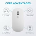 thumbnail image 6 of Bluetooth Wireless Mouse for MacBook, iPad, Laptop, Tri-Mode Rechargeable Silent Slim Computer Mouse for 3 Devices with USB & USB-C，White, 6 of 7