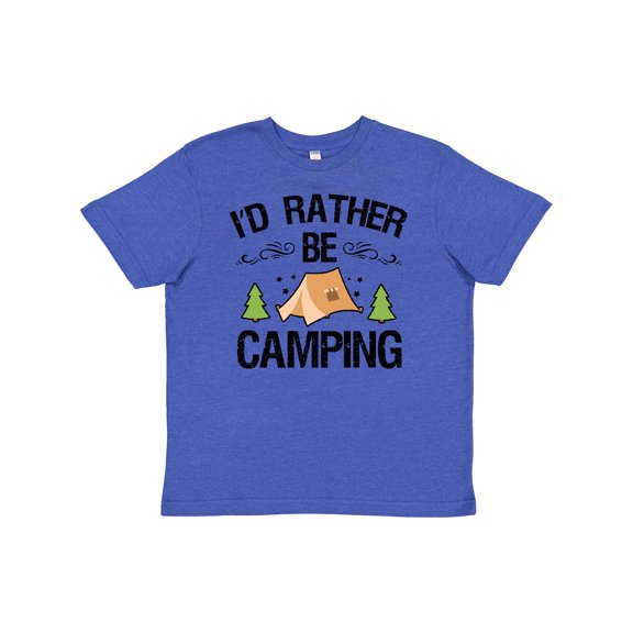 Inktastic Id Rather Be Camping with Tent Trees and Stars Youth T-Shirt