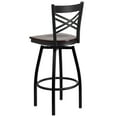 thumbnail image 4 of Flash Furniture HERCULES Series Black ''X'' Back Swivel Metal Barstool - Walnut Wood Seat, 4 of 7
