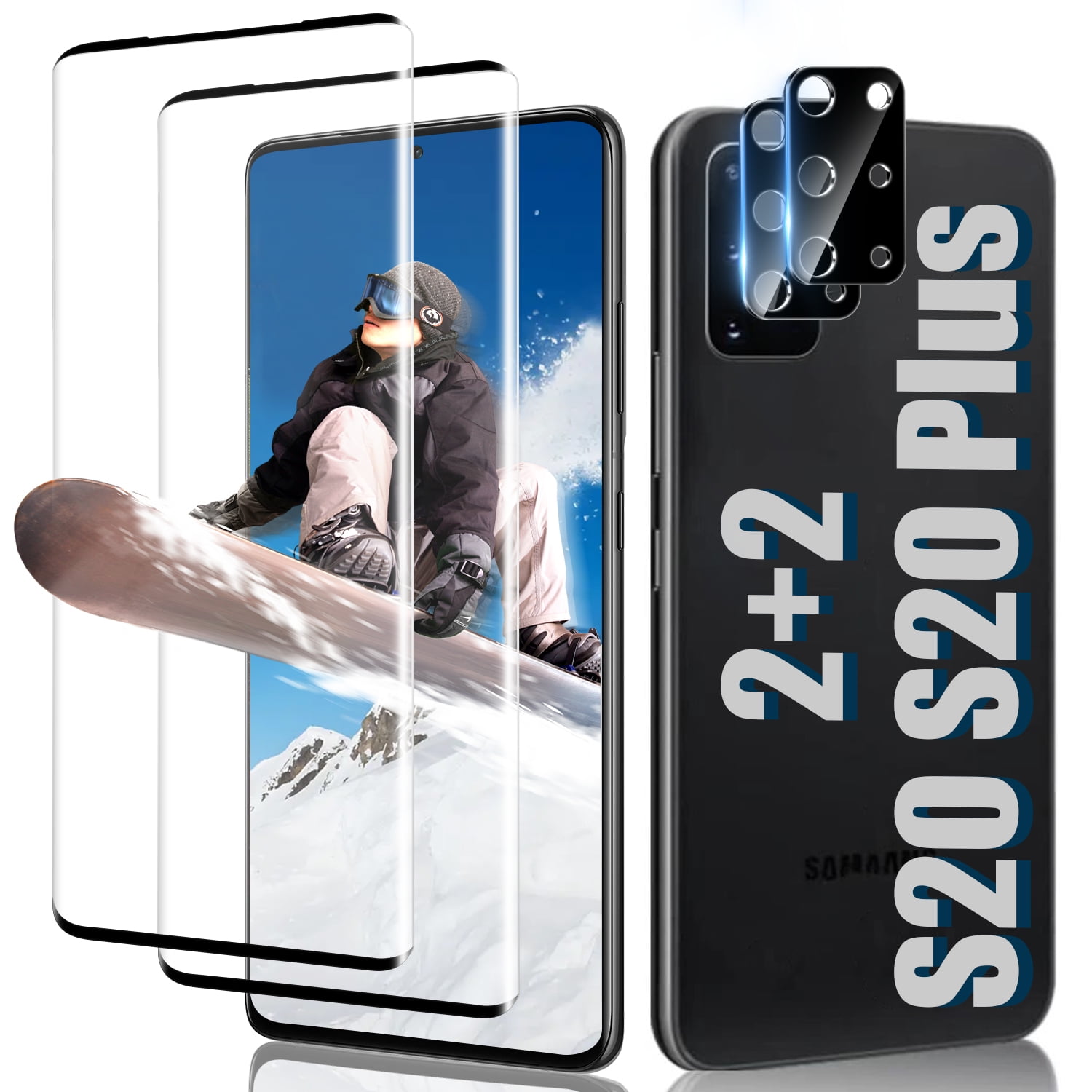 [2+2Pack]For Galaxy S20 Plus Screen Protector with Camera Lens