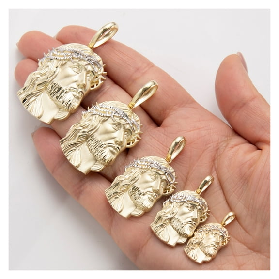 Diamond-Cut Face of Jesus Unisex Adult Pendant 10K Yellow White Gold, All Sizes - Goldum NYC