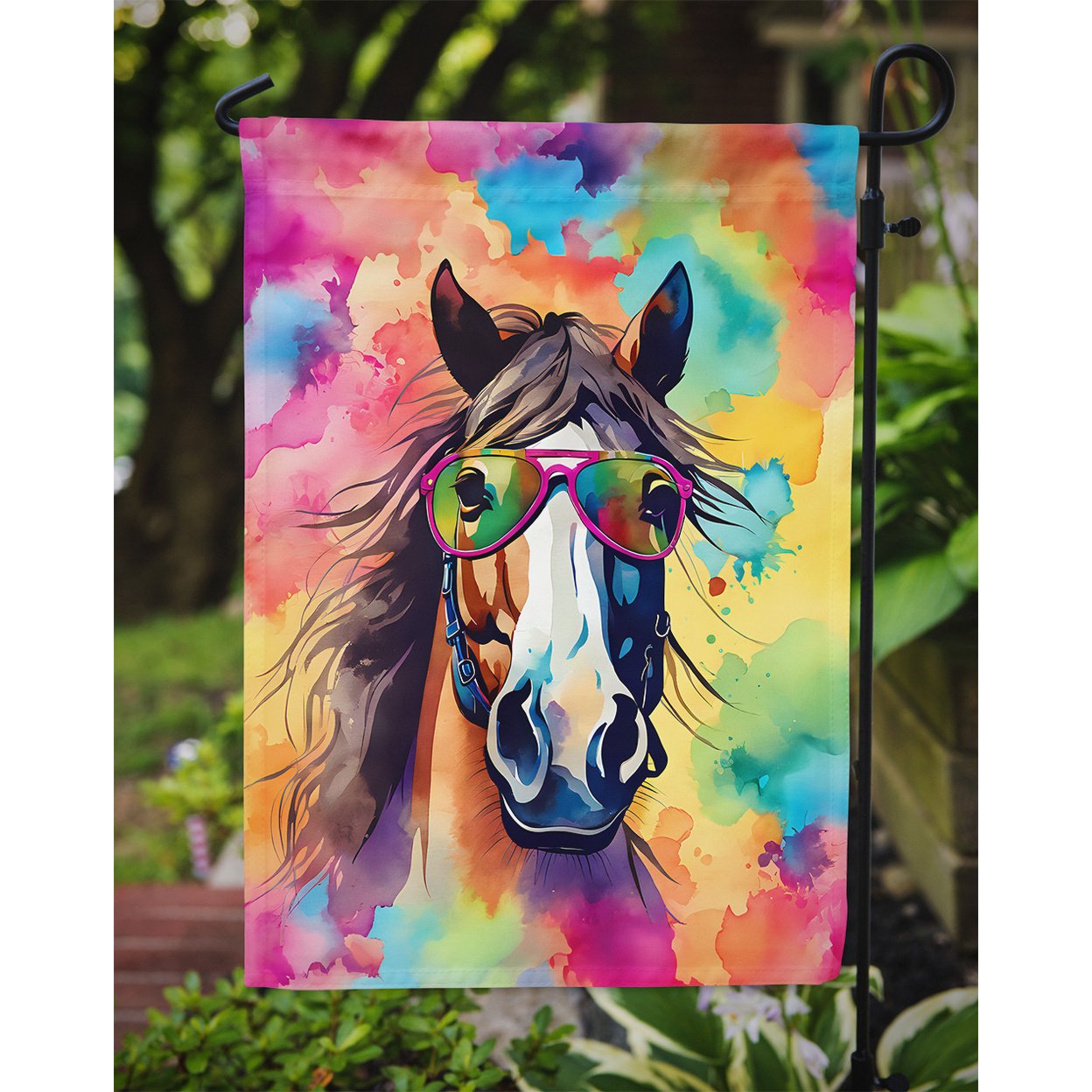 Hippie Animal Horse Garden Flag 11.25 in x 15.5 in