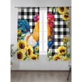 thumbnail image 2 of Rooster Sunflower Sheer Curtains 63 inches Long, Flower Animal Farmhouse Black Plaid Light Filtering Sheer Window Curtains Rod Pocket Voile Drapes for Bedroom Living Room, 52"W x 63"L 2 Panels, 2 of 7