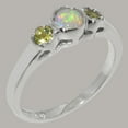 thumbnail image 2 of LBG British Made Traditional Solid 14k White Gold Ring with Natural Opal & Peridot Womens Promise Ring - 33 size options - Size 4.25, 2 of 7