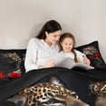 thumbnail image 5 of Manfei 3D Leopard Cheetah Full Size Comforter Sets 3-Piece, Chic Red Rose Bedding Comforter Set, Woodland Wildlife Bedding Sets, Super Cozy Room Decor, 5 of 8