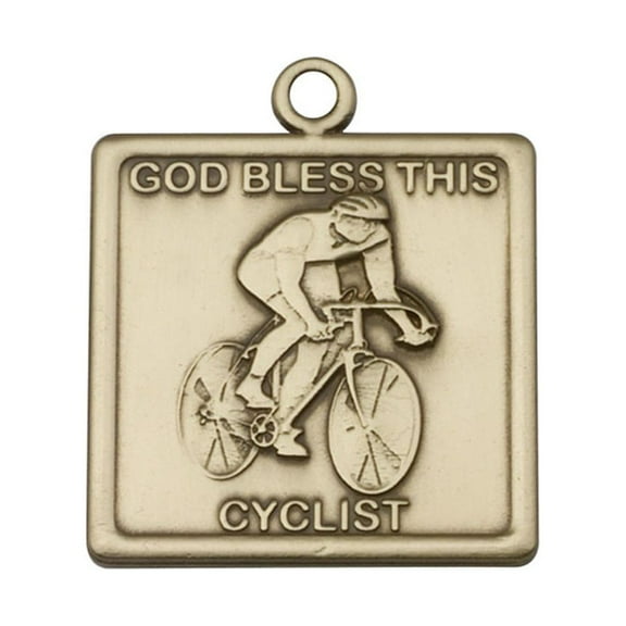 Antique Gold God Bless This Cyclist Keychain