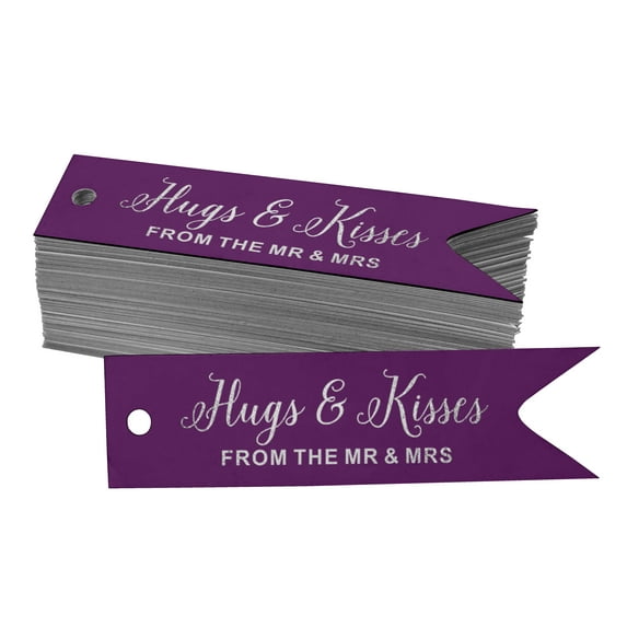 Inkdotpot Silver Foil Paper Hang Tags Hugs & Kisses From The Wedding Favor Tags 100 Pieces