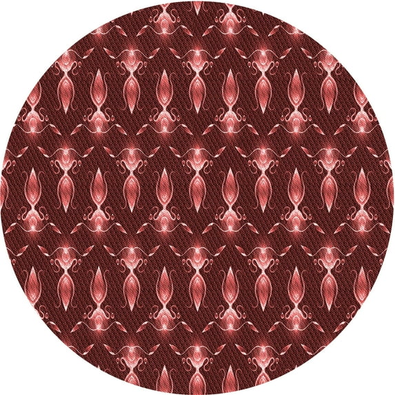 Ahgly Company Indoor Round Patterned Grapefruit Red Area Rugs, 8' Round