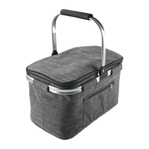 Cesta de picnic isotérmica plegable, bolsa isotérmica ligera, entrega de comida plegable Gris