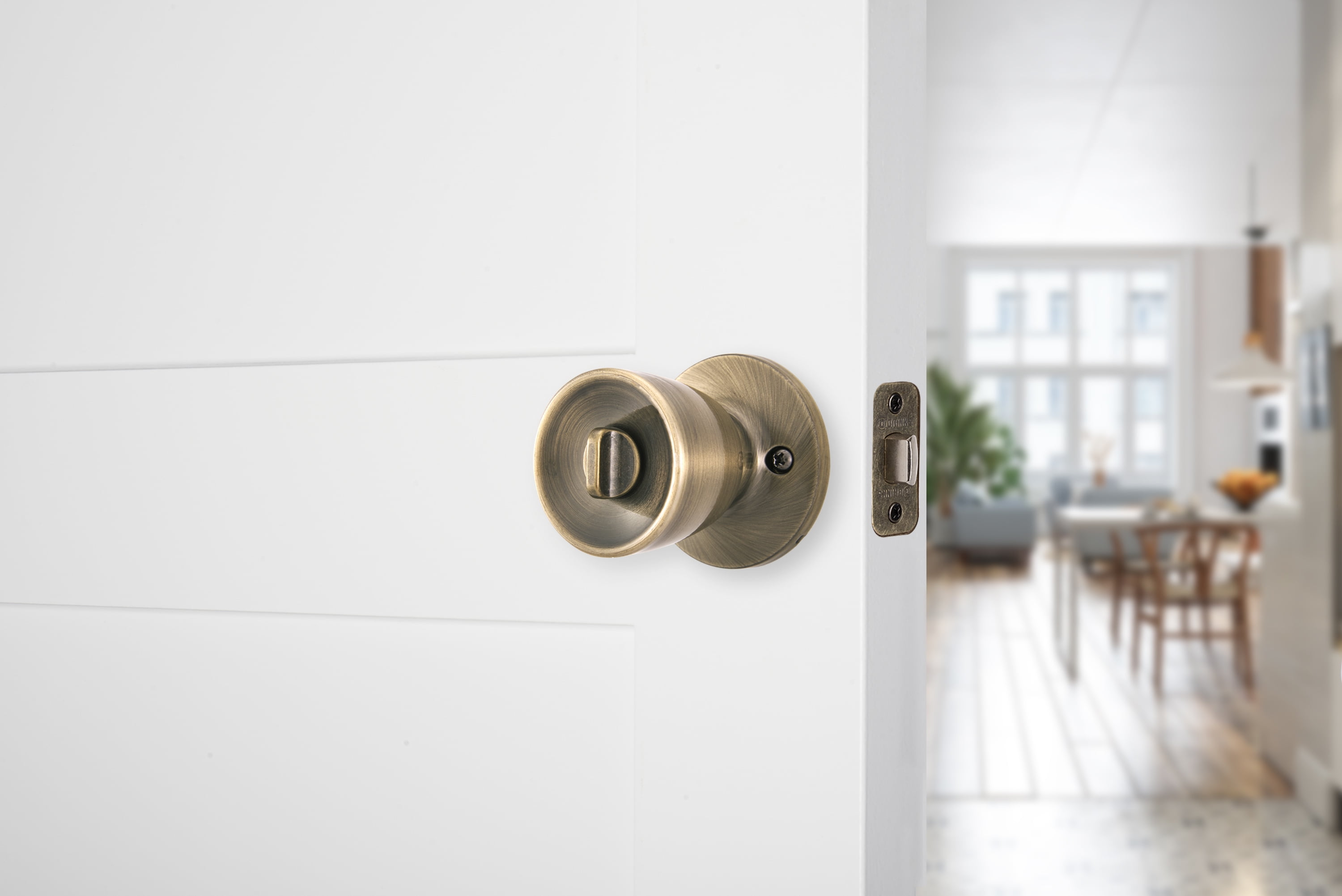 Brinks Interior Locking Privacy Classic Bell Style Doorknob, Antique Brass Finish