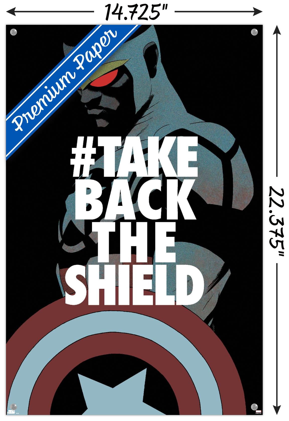 Marvel Comics - Falcon - Take Back the Shield Wall Poster with Pushpins, 14.725" x 22.375"