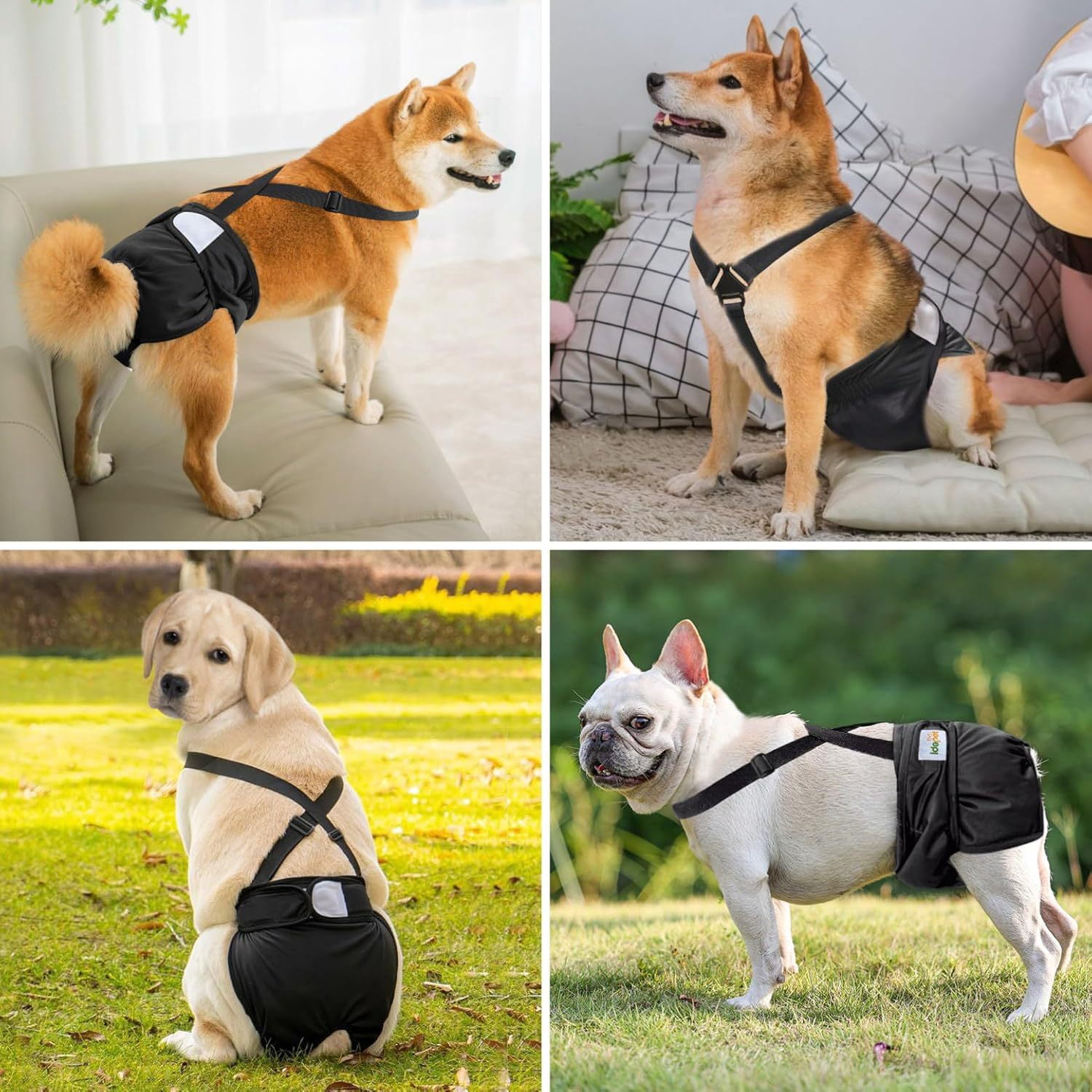 3 Pack Avont Washable Female Dog Diaper with Suspender, Reusable Girl Doggie Diapers for Small Medium Large Doggy in Heat Cycle Period Incontinence -S