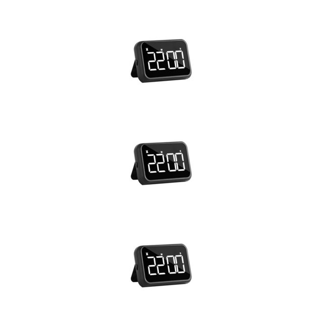 kurtrusly Petit et Portable Réveil LED - Volume Réglable Matériaux d'Application Grand Réveil Polyvalent avec Radio Noir alarmFY502 3ensemble