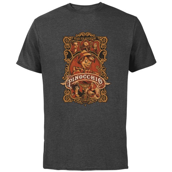 Disney Pinocchio Ready For An Adventure - Short Sleeve Cotton T-Shirt for Adults - Customized-Charcoal