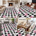 thumbnail image 5 of Valentine's Day Area Rugs 5'x7', Washable Small Throw Rugs for Laundry Room Playroom, Spring Roses Pink Bows Black White Plaid Indoor Outdoor Rug Non-Slip Low Pile Carpet Runner Reversible Floor Mats, 5 of 8