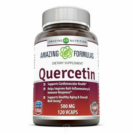 Amazing Formulas - Quercetin 500 Mg, 120 VCaps(Vegetarian Capsules) (Non-GMO,Gluten Free, Vegan) * Supports Cardiovascular Health, Helps Improve Anti-Inflammatory & Immune Response,