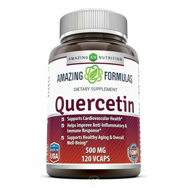 (3 Pack) Amazing Formulas - Quercetin 500 Mg, 120 VCaps(Vegetarian Capsules) (Non-GMO,Gluten Free, Vegan) * Supports Cardiovascular Health, Helps ...