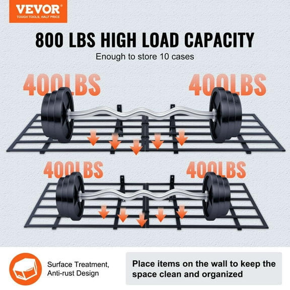 Floating Garage Shelves 2-Pack, Heavy Duty 6x2 ft Wall Shelving, 1600 lbs Capacity - Perfect for Garage/Workshop Storage
