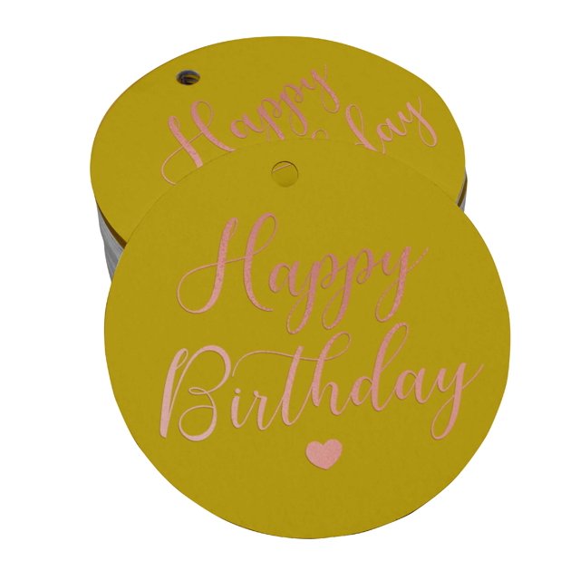 Inkdotpot Real Rose Gold Foil Happy Birthday Tags Favor Hang Paper Tags 50 Pieces