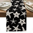 thumbnail image 2 of Starfish Table Runner, Summer Beach Nautical Ocean Sea Star Marine Life Black Cotton Linen Kitchen Table Decoration Washable Dining Tabletop Runners for Home Party Decor 13x90 Inches, 2 of 9