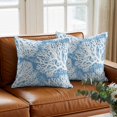 thumbnail image 3 of Throw Pillow Covers, Blue Coral Coastal 16x16 Pillow Covers for Couch/Sofa/Bed, Summer Nautical Ocean Beach Decorative Square Linen Cushion Pillowcase for Home Decor, 3 of 9