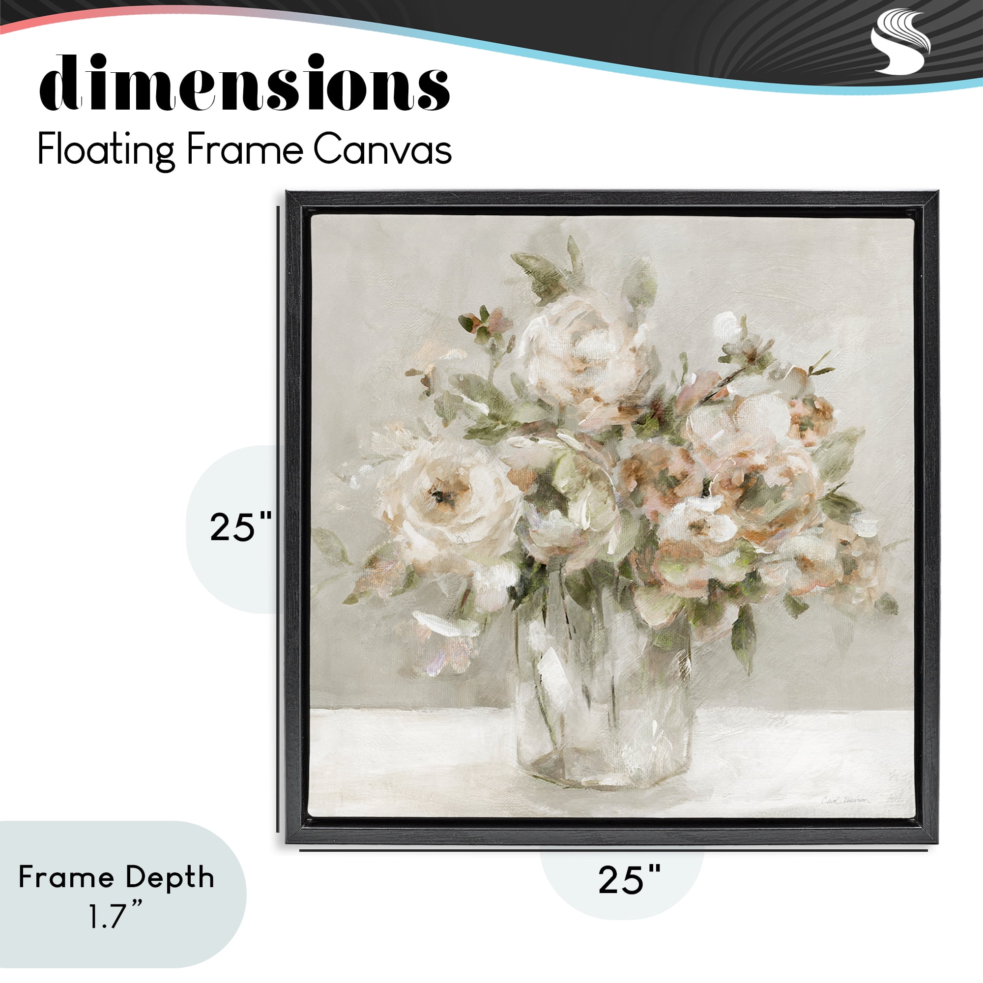 Stupell Industries Soft Neutral Floral Still Life Black Framed Floater Canvas Wall Art, design by Carol Robinson