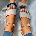 thumbnail image 6 of Anuirheih Flatform Sandals for Women, Open Toe Round Toe Pearl Buckle Ankle Strap Causal Sandals for Women(Beige）, 6 of 9