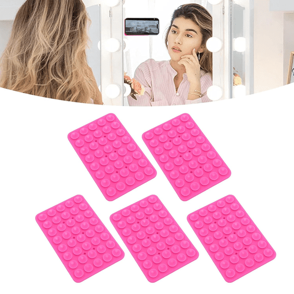 Fast shipping 2pcs Silicone Dual-Sided Suction Cup Phone Case with Detachable Stand, Hands-Free Strong Grip for Selfie and Video (Black Pink )