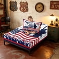 thumbnail image 4 of Manfei American Flag Twin Sheets, Retro 250 Anniversary Bedding, Red Blue White, Navy Reversible 3 Pieces (1 Flat Sheet, 1 Fitted Sheet and 1 Pillowcase), 4 of 6
